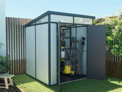 Abrigo De Jardim Resina Cinza 3,65 M Com Soalho - Minaro