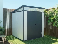 Abrigo De Jardim Resina Cinza 3,65 M Com Soalho - Minaro