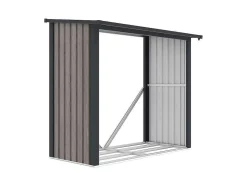 Abrigo Para Lenha Metal Aco Galvanizado Efeito Madeira 1,98 M3, 2 Esteres, C182 X L89 X A156 Cm - Birwood