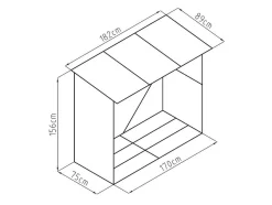 Abrigo Para Lenha Metal Aco Galvanizado Efeito Madeira 1,98 M3, 2 Esteres, C182 X L89 X A156 Cm - Birwood