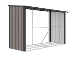 Abrigo Para Lenha Metal Aco Galvanizado Efeito Madeira 5,78 M3, 8 Esteres, C302 X L119 X A190 Cm - Varwood