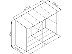 Abrigo Para Lenha Metal Aco Galvanizado Efeito Madeira 5,78 M3, 8 Esteres, C302 X L119 X A190 Cm - Varwood