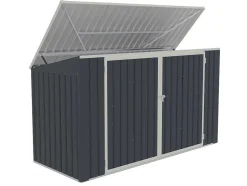 Abrigo Para Tres Caixotes Do Lixo Em Aco Galvanizado Cinzento Antracite, C237 X L101 X A131 Cm - Ilario