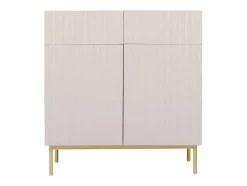 Aparador Alto Com 2 Portas E 2 Gavetas Em Mdf E Aco, Bege E Dourado - Evilana