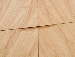 Aparador Alto Com 4 Portas Em Mdf E Metal Cor Natural Claro E Preto - Lobna