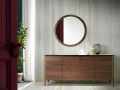 Aparador Com Estrutura De Madeira Folheada A Nogueira Com Portas De Porcelana 3080