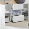 Aparador Com Leds, 2 Portas E 2 Gavetas Cor Branco Lacado - Calisto
