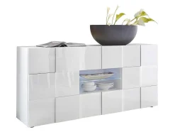 Aparador Com Leds, 2 Portas E 2 Gavetas Cor Branco Lacado - Calisto