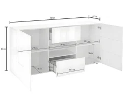 Aparador Com Leds, 2 Portas E 2 Gavetas Cor Branco Lacado - Calisto