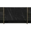 Aparador Com 4 Portas, Efeito Marmore Preto, Natural Escuro E Dourado - Cadeba Ii