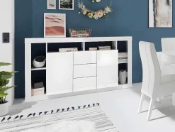 Aparador Com 2 Portas E 3 Gavetas Lacado A Branco - Balka