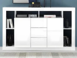 Aparador Com 2 Portas E 3 Gavetas Lacado A Branco - Balka