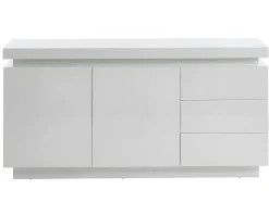 Aparador Com 2 Portas E 3 Gavetas - Leds - Mdf Lacado A Branco - Emerson Ii