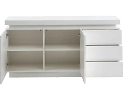 Aparador Com 2 Portas E 3 Gavetas - Leds - Mdf Lacado A Branco - Emerson Ii