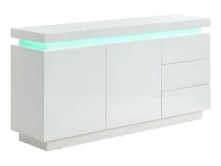 Aparador Com 2 Portas E 3 Gavetas - Leds - Mdf Lacado A Branco - Emerson Ii