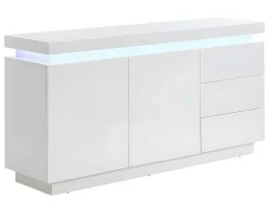 Aparador Com 2 Portas E 3 Gavetas - Leds - Mdf Lacado A Branco - Emerson Ii
