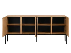 Aparador Com 4 Portas Natural Claro E Preto - Memphis Ii