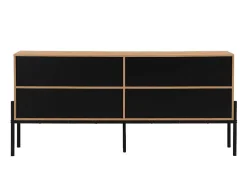 Aparador Com 4 Portas Natural Claro E Preto - Memphis Ii