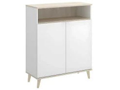 Aparador De Cozinha Com 2 Portas E 1 Nicho Cor Branco E Carvalho - Wajdi