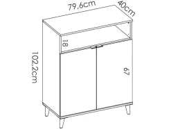 Aparador De Cozinha Com 2 Portas E 1 Nicho Cor Branco E Carvalho - Wajdi