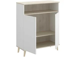 Aparador De Cozinha Com 2 Portas E 1 Nicho Cor Branco E Carvalho - Wajdi