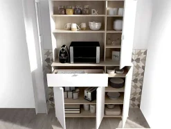 Aparador De Cozinha Com 4 Portas, 1 Gaveta E 3 Nichos Cor Branco E Carvalho - Wajdi
