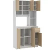 Aparador De Cozinha Com 6 Portas, 1 Gaveta E 5 Nichos, Natural Claro E Branco - Nizali