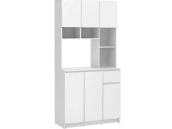 Aparador De Cozinha Com 6 Portas, 1 Gaveta E 5 Nichos, Branco - Nizali
