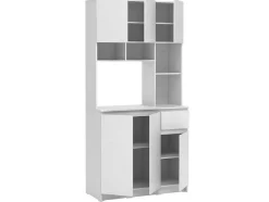 Aparador De Cozinha Com 6 Portas, 1 Gaveta E 5 Nichos, Branco - Nizali