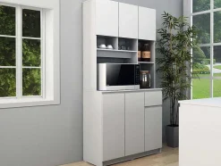 Aparador De Cozinha Com 6 Portas, 1 Gaveta E 5 Nichos, Branco - Nizali
