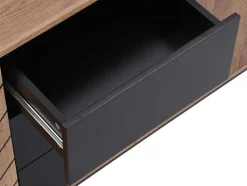 Aparador 3 Portas E 3 Gavetas Em Mdf Cor Natural E Preto - Caratana