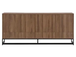 Aparador 3 Portas E 3 Gavetas Em Mdf Cor Natural E Preto - Caratana