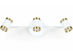 Aplique De Casa De Banho Com Leds Aluminio, 3 Focos, L45 Cm Branco E Dourado - Ashford