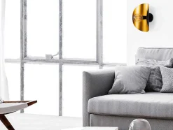 Aplique De Parede Em Metal C. 13 X L. 17 X A. 30 Cm, Dourado E Preto - Helios
