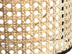 Aplique De Parede Empalhado Estilo Etnico Em Ferro E Rotim De A. 30 Cm Cor Preto E Natural - Neirobi