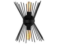 Aplique De Parede Filiforme Em Metal De A. 33 Cm Cor Preto - Kirpi