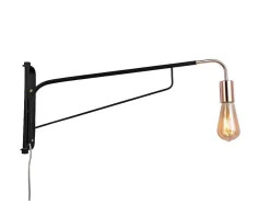 Aplique De Parede Móvel Em Metal Curvo C65 X L10 X A25 Cm Preto E Acobreado - Colwood