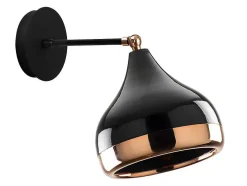 Aplique Em Metal Com Abajur Orientavel De D. 17 X A. 28 Cm Cor Preto E Acobreado - Yildo