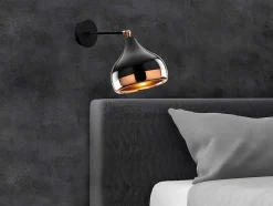 Aplique Em Metal Com Abajur Orientavel De D. 17 X A. 28 Cm Cor Preto E Acobreado - Yildo