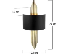 Aplique Em Metal De C. 22 X A. 75 Cm Cor Preto E Dourado - Sangarius