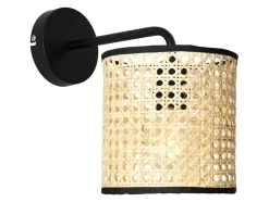 Aplique Empalhado Estilo Etnico Em Ferro E Rotim De A. 25 Cm Cor Preto E Natural - Neirobi