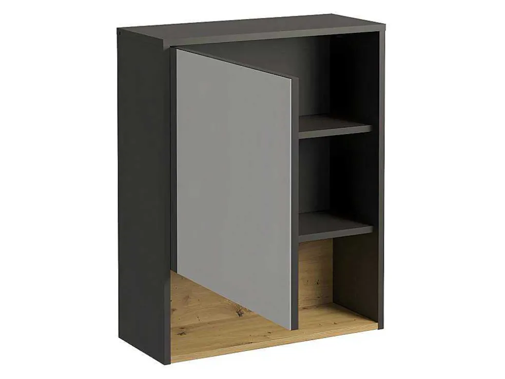 Armário De Parede De Casa De Banho Cor Antracite De 60 Cm - Yangra