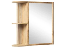 Armário De Parede Para Casa De Banho Em Teca Com Espelho E Nichos Cor Natural - Cimahi