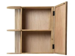 Armário De Parede Para Casa De Banho Em Teca Com Espelho E Nichos Cor Natural - Cimahi