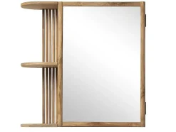 Armário De Parede Para Casa De Banho Em Teca Com Espelho E Nichos Cor Natural - Cimahi