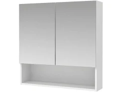 Armário De Parede Para Casa De Banho Com Espelho E Nicho Cor Branco - Zumpa