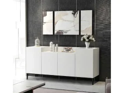 Armário Multiusos Annalisa, Branco, Preto, 160X42X75 Cm, Epikasa