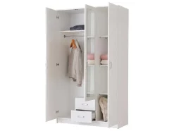 Armário Olessia - 3 Portas & 2 Gavetas - Com Espelho - C120 Cm - Branco