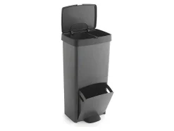 Balde De Reciclagem 3 Compartimentos Plastico Reciclado 80 L Antracite - Vanern
