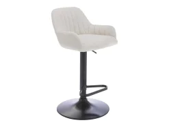 Banco Alto Tecido E Metal Preto, Altura Ajustavel, Cor Creme - Eleana